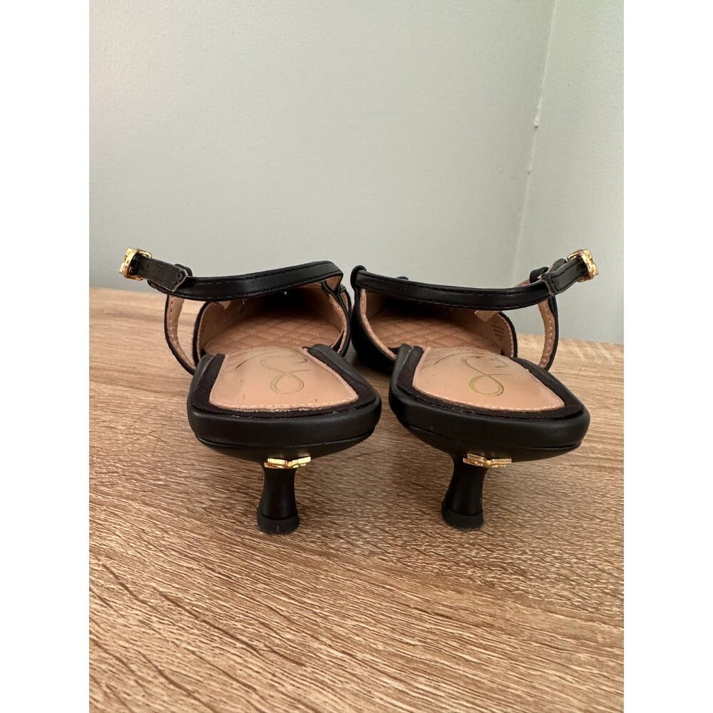 Sam Edelman Toni Slingback Pointed Toe Kitten Heel Pump size 7.5 Black Suede - Picture 8 of 14